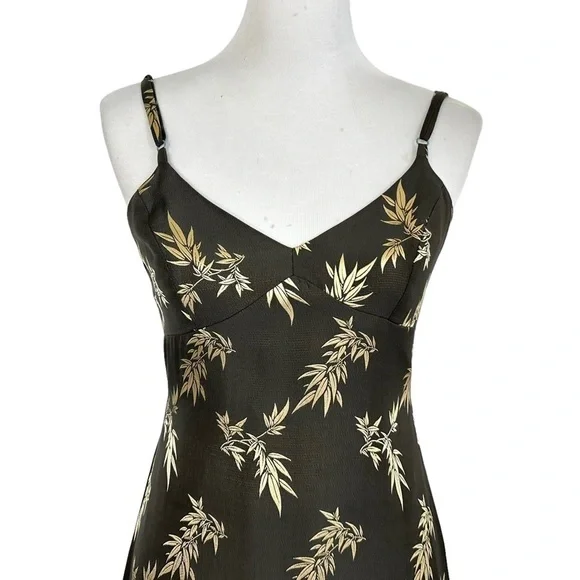 Sue Wong Womens Floral Balloon Tiered Maxi Dress Sz Small Green Gold Sleeveless - Picture 2 of 12